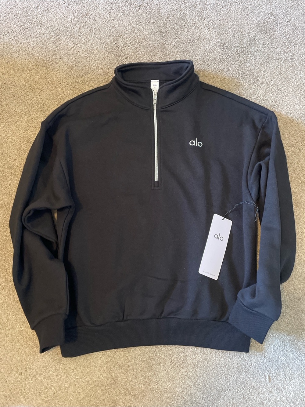 ALO Yoga Black Half-Zip Pullover Sweatshirt